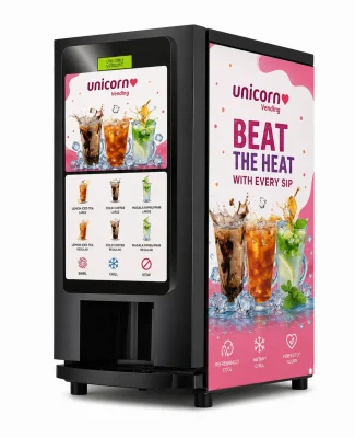 Cold beverage vending machine left